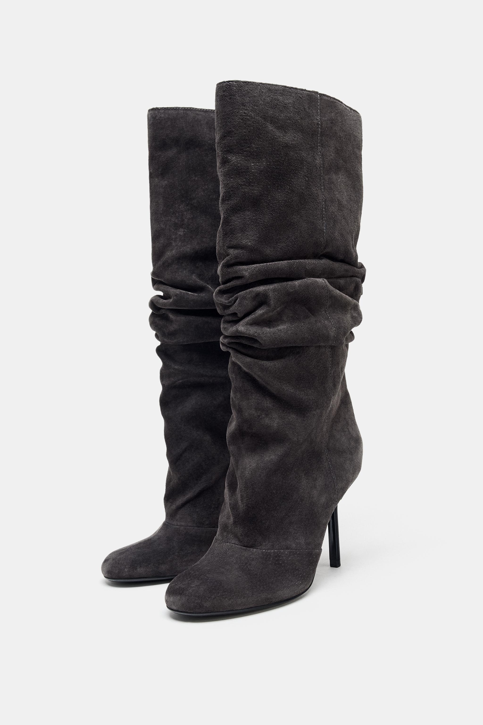 GATHERED LEATHER BOOTS